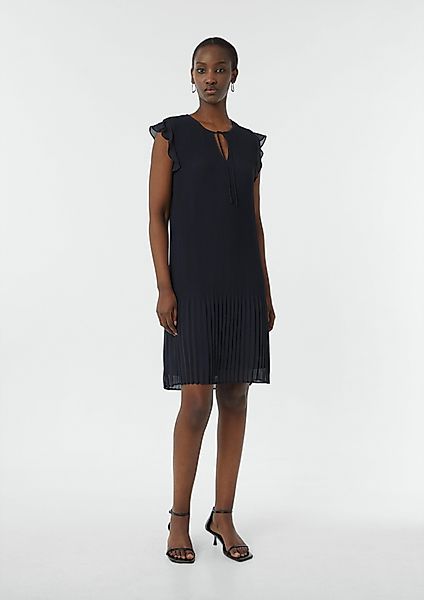 Comma Minikleid Kurzes Plissee-Kleid mit Bindedetail günstig online kaufen