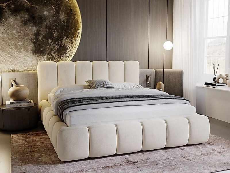 GrainGold Polsterbett CLOUD, Modern Bett mit Kopfteil - 160x200 cm, Beige ( günstig online kaufen
