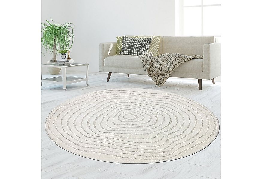 TeppichHome24 Teppich Runder Teppich strukturiert pflegeleicht & robust für günstig online kaufen