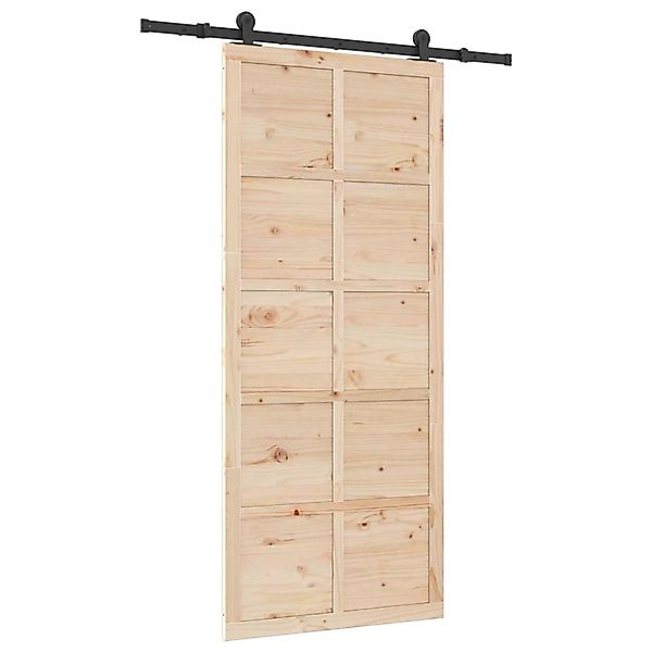 vidaXL Schiebetür Braun 80 x 208 cm Massivholz Kiefer 3381175 günstig online kaufen