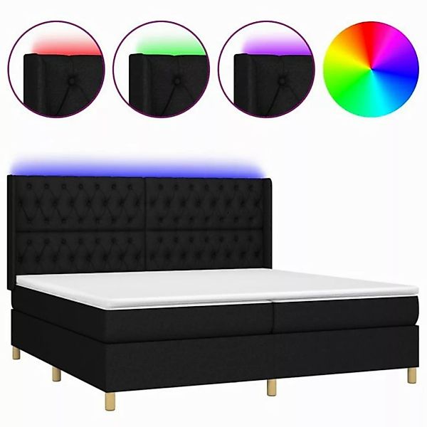 vidaXL Boxspringbett Boxspringbett mit Matratze LED Schwarz 200x200 cm Stof günstig online kaufen