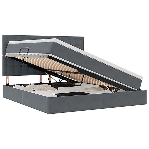 vidaXL Bett mit Stauraum und LED Dunkelgrau 180 x 200 cm Samt 3372166 günstig online kaufen