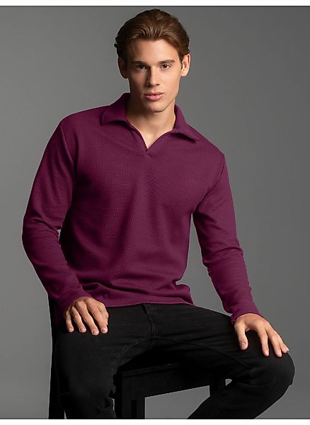 Trigema Poloshirt "TRIGEMA Langarm Poloshirt ohne Knopfleiste in Waffelopti günstig online kaufen