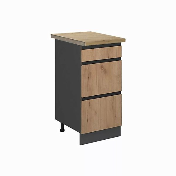 Vicco Unterschrank R-Line, Goldkraft Eiche/Anthrazit, 40 cm mit Schubladen, günstig online kaufen