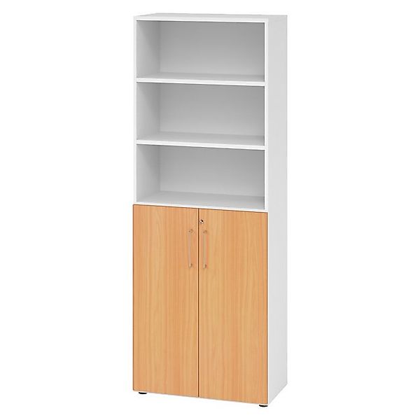 bümö Aktenschrank smart Kombischrank - 3 plus 3 Ordnerhöhen Dekor: Weiß/Buc günstig online kaufen