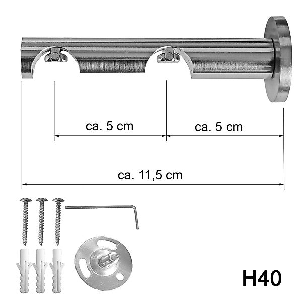 BASIT Gardinenstange Innenlauf Edelstahloptik 20mm mit Wandträgern 120 cm E günstig online kaufen