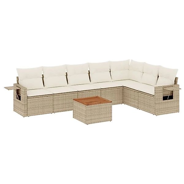 vidaXL 8-Tlg Garten-Sofagarnitur mit Kissen Beige Poly Rattan 3224595 günstig online kaufen