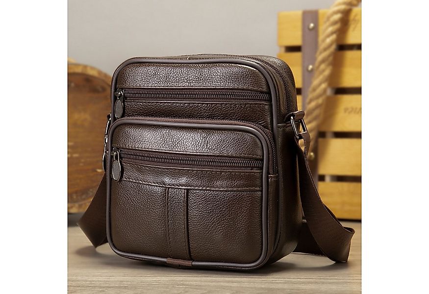 YUBRO-STUDIO Umhängetasche Herren Leder Echtleder Crossbody Messenger Schul günstig online kaufen