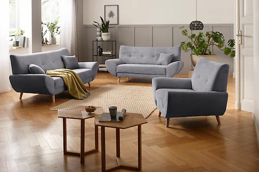 Home affaire Polstergarnitur »Basta« 3 Stk. tlg. Komfortable Wellenunterfed günstig online kaufen