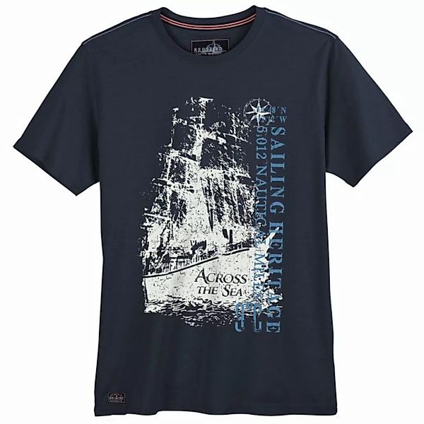 redfield Rundhalsshirt Große Größen Herren T-Shirt Segel-Print navy Redfiel günstig online kaufen