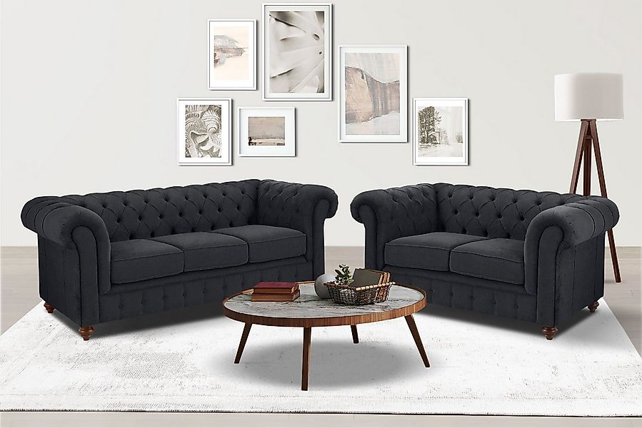 Home affaire Sitzgruppe Chesterfield, (2-tlg), hochwertige Knopfheftung, be günstig online kaufen