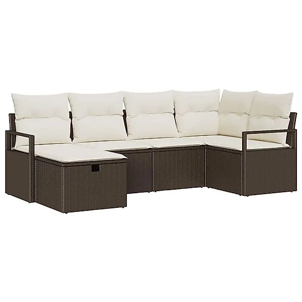 vidaXL Sofa Set mit Kissen mit Speicher Braun und Creme Poly-Rattan 3359177 günstig online kaufen