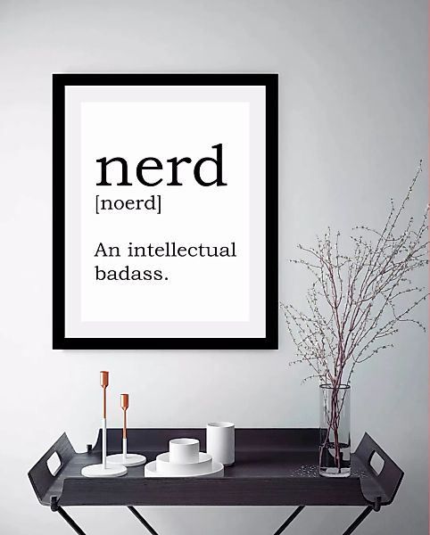 queence Bild »Nerd«, Sprüche & Texte-Schriftzug-Schwarz-Weiß, HD Premium Po günstig online kaufen