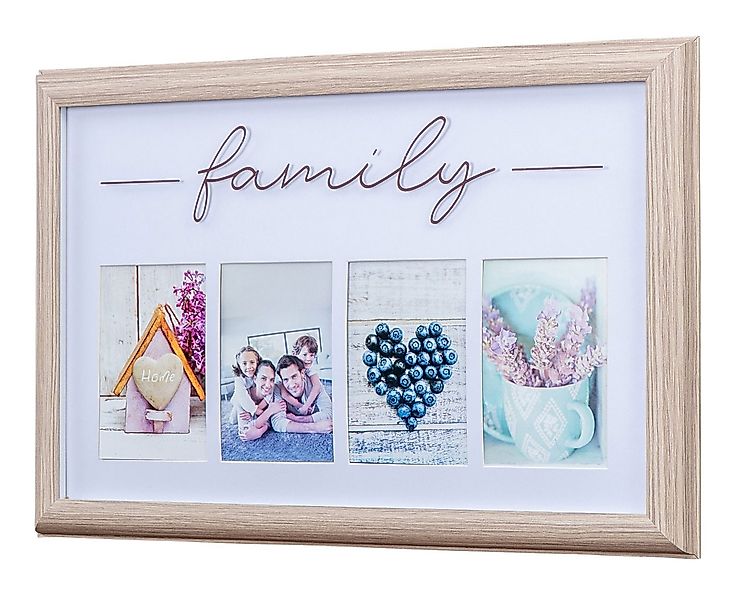 Levandeo® Bilderrahmen Collage, Bilderrahmen 4 Fotos 10x15 Natur Family Pas günstig online kaufen