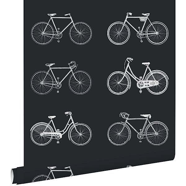 ESTAhome Tapete Fahrräder Schwarz und Weiß 53 cm x 10.05 m günstig online kaufen