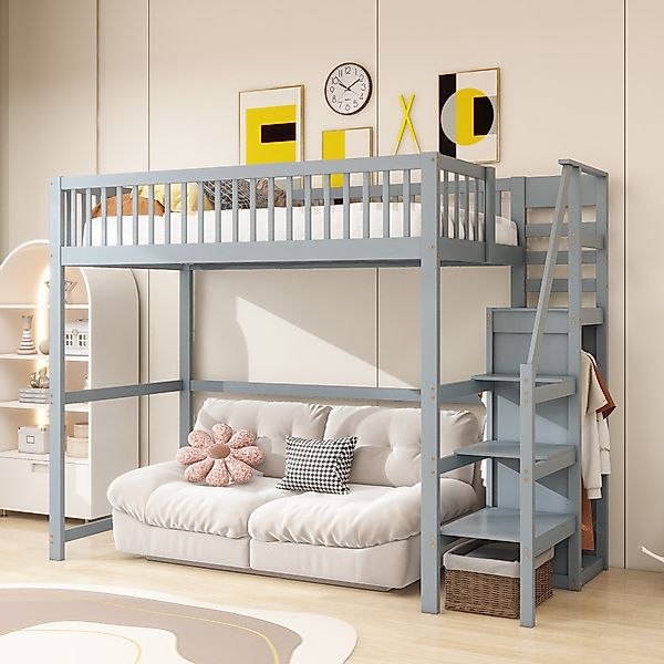 Flieks Hochbett Massivholz Kinderbett 90x200cm mit günstig online kaufen