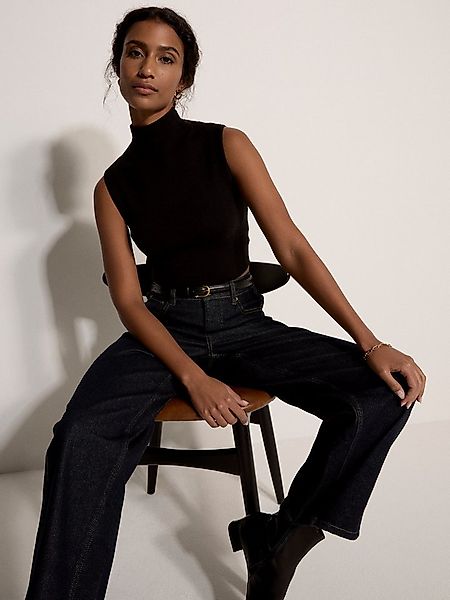 Apricot Crop-Top Crop-Top mit hohem Kragen aus Strick Einfarbig günstig online kaufen