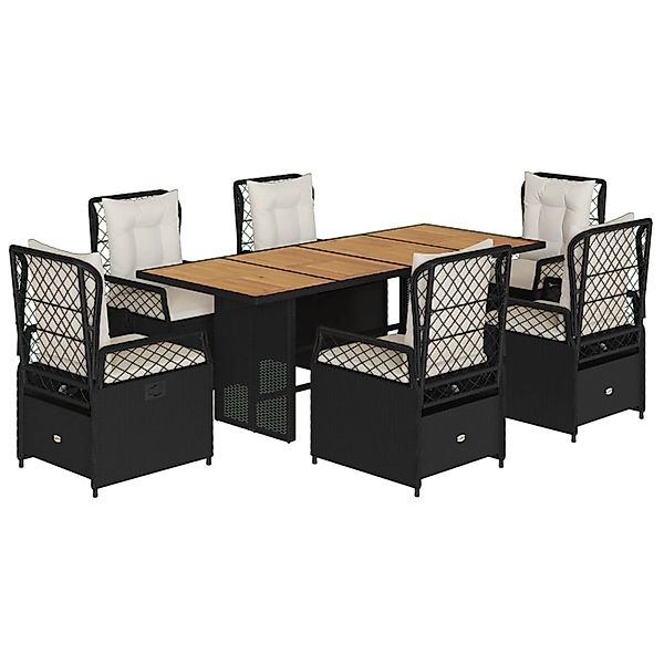 vidaXL 7-Tlg Garten-Essgruppe mit Kissen Schwarz Poly Rattan 3262924 günstig online kaufen