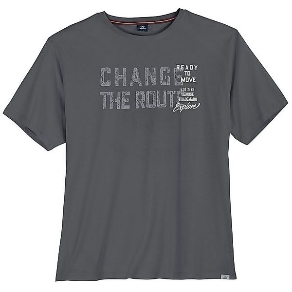 LERROS Rundhalsshirt Lerros XXL T-Shirt grau Frontprint CHANGE THE ROUTE günstig online kaufen