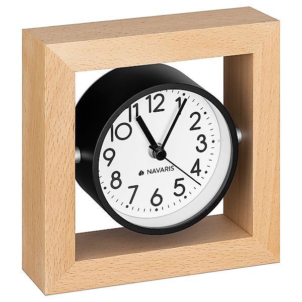 Navaris Tischuhr Analog Holz Tischuhr Quadrat günstig online kaufen