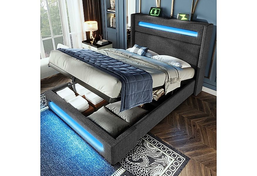 BlingBin Einzelbett Polsterbett Jugendbett (1-tlg., Jugendbett mit LED, hyd günstig online kaufen