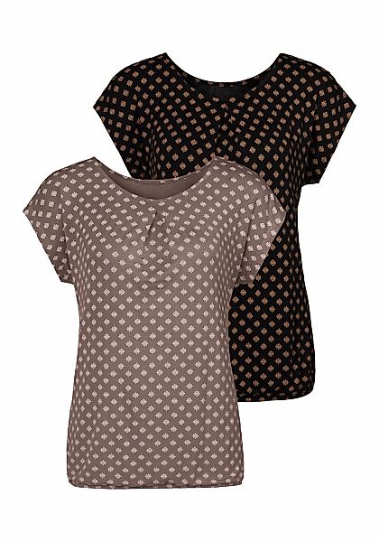 LASCANA Kurzarmshirt "mit Kellerfalte am Ausschnitt", (2er-Pack), aus weich günstig online kaufen