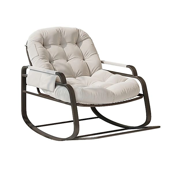 PXloue Schaukelstuhl  Klappbarer Gartenstuhl mit Fußstütze  Leinen günstig online kaufen