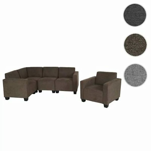 HWC Mendler Modular Couch-Garnitur Lyon 4-1 braun günstig online kaufen