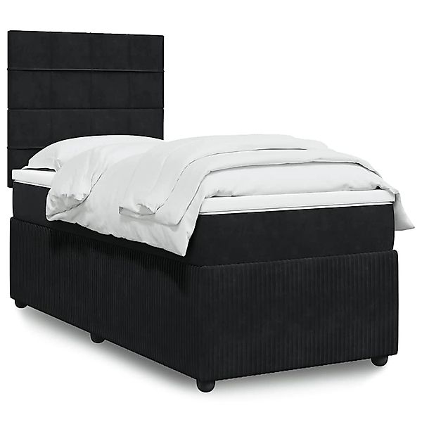 vidaXL Boxspringbett mit Matratze Schwarz 100x200 cm Samt 3294564 günstig online kaufen