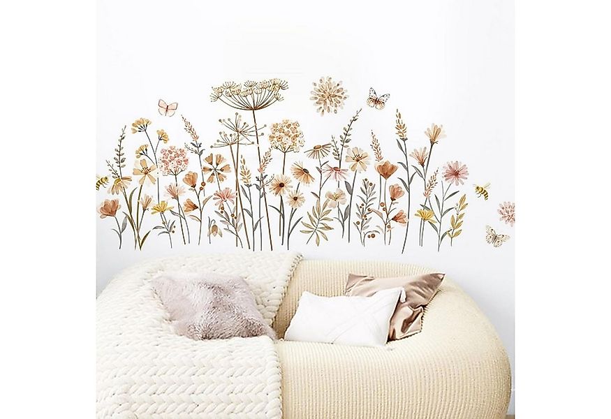 BlingBin Wandtattoo Boho Wandaufkleber Wildblume Löwenzahn Schmetterlinge L günstig online kaufen