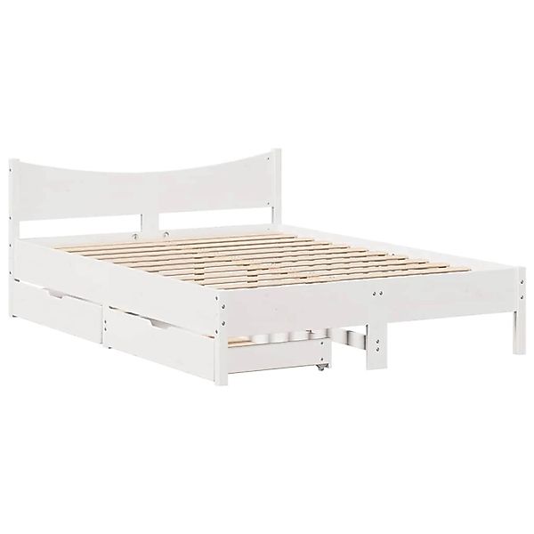 vidaXL Massivholzbett mit Schubladen Weiß 140x200 cm Kiefer 3301906 günstig online kaufen