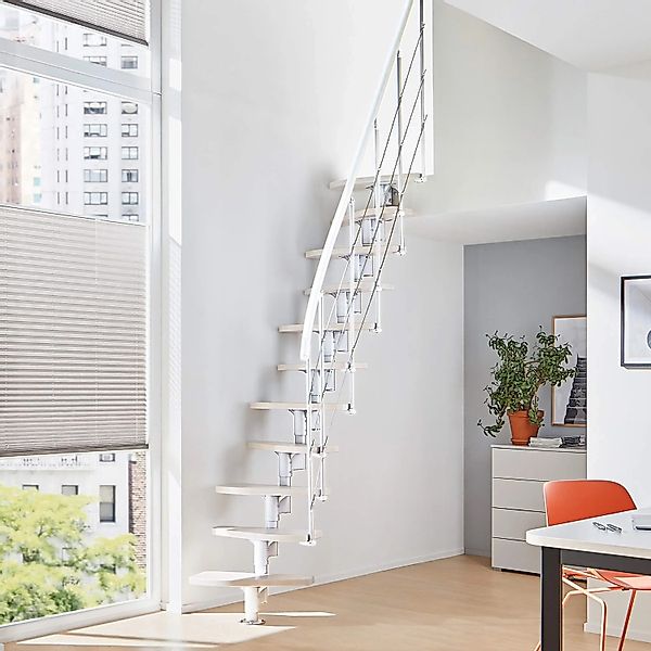 Treppen Intercon Raumspartreppe Alpha Mittelholmtreppe 13 Stufen Buche Weiß günstig online kaufen