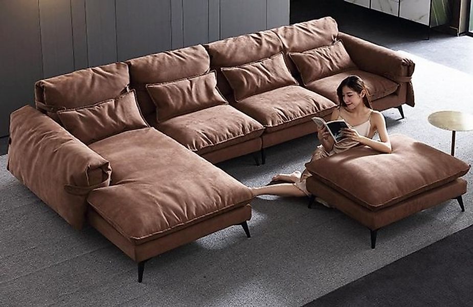 Xlmoebel Ecksofa Neues Ecksofa in modernem braunem Design mit L-Form Wohnla günstig online kaufen