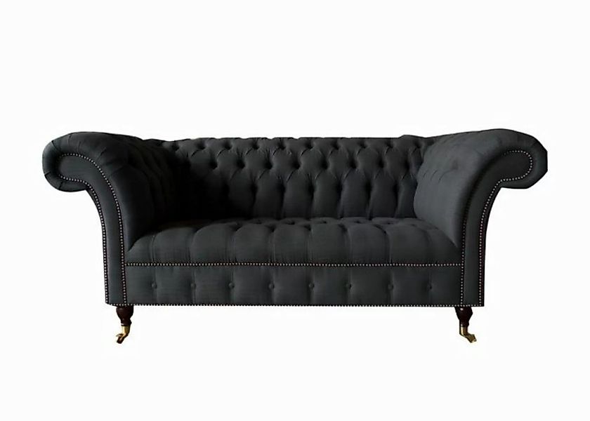 Xlmoebel Sofa Chesterfield Zweisitzer in Schwarz aus Textilgewebe - Wohnzim günstig online kaufen