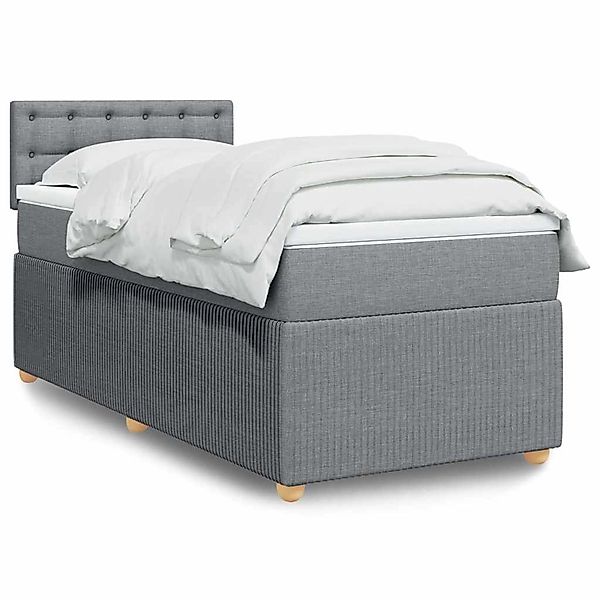 vidaXL Boxspringbett mit Matratze Hellgrau 90x200 cm Stoff 3289653 günstig online kaufen
