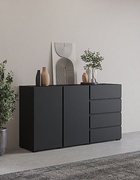 INOSIGN Sideboard Metric,Breite 138 cm, grifflose Kommode 2 Türen/4 Schubkä günstig online kaufen