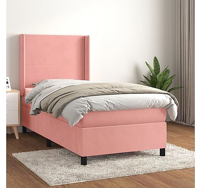 vidaXL Boxspringbett Boxspringbett mit Matratze Rosa 100x200 cm Samt Bett B günstig online kaufen