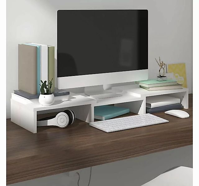 furnicato TV-Schrank Monitorständer Weiß 60x24x10,5 cm Massivholz Kiefer günstig online kaufen
