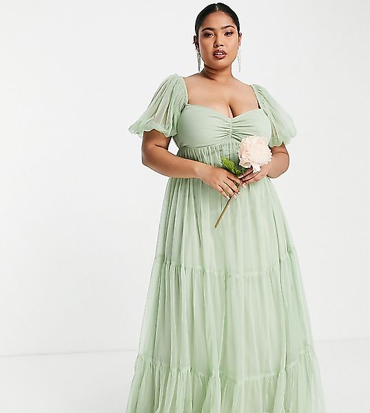 Lace & Beads Plus – Bridesmaid Charlotte – Brautjungfernkleid aus Tüll in S günstig online kaufen