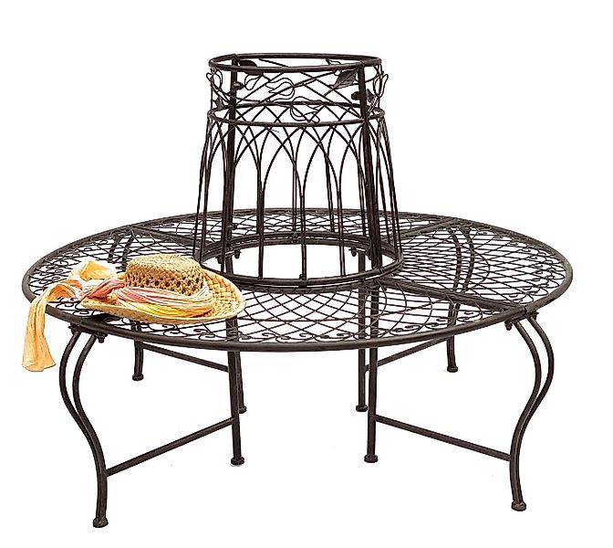 DanDiBo Rundbank Metall Wetterfest Braun Ø 130 cm Baumbank 96003 Gartenbank günstig online kaufen