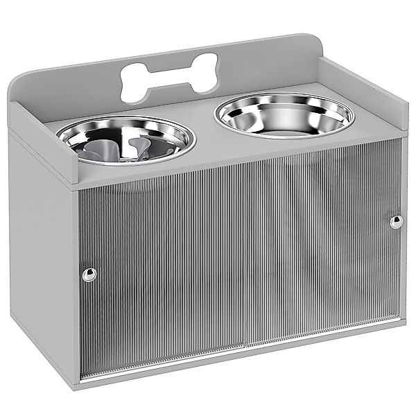 PawHut Hundenapf erhöht Futternapf mit Aufbewahrungsschrank, 2 Schüsseln mi günstig online kaufen