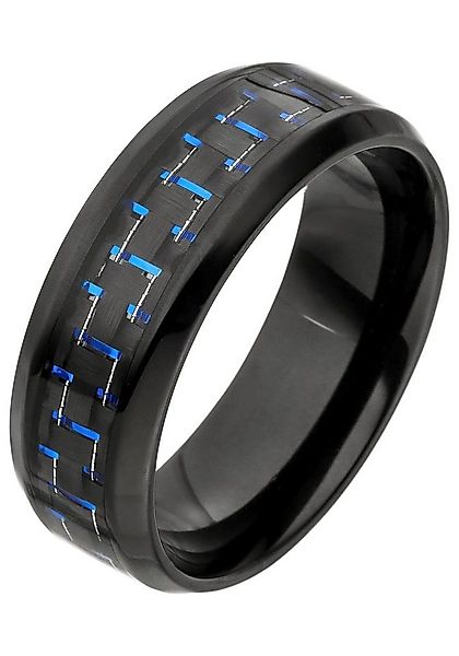 JOBO Fingerring, Edelstahl schwarz beschichtet mit Carbon-Einlage günstig online kaufen