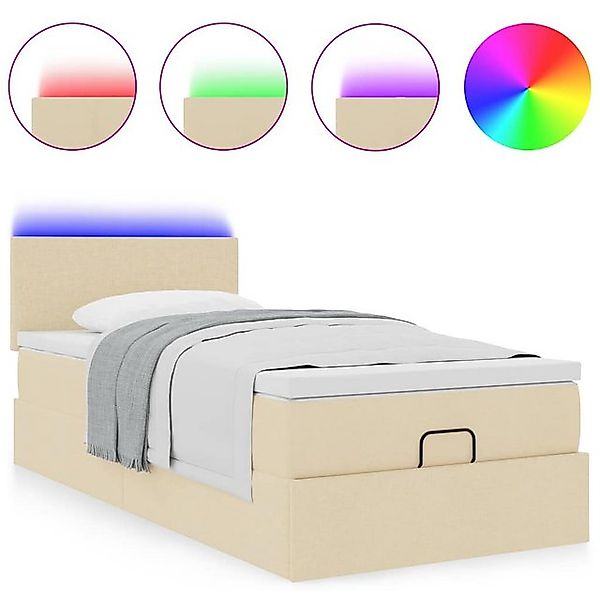 vidaXL Bett Ottoman-Bett mit Matratze & LEDs Creme 80x200 cm Stoff günstig online kaufen