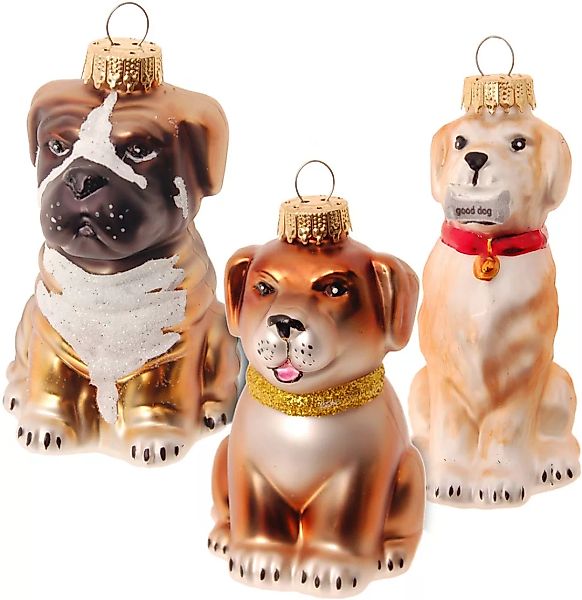 Krebs Glas Lauscha Christbaumschmuck "mit 3 verschiedenen Hunden", (Set, 3 günstig online kaufen