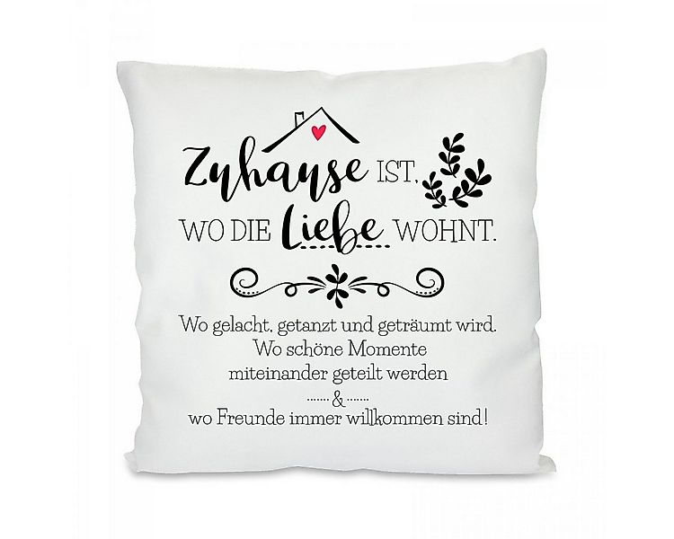Herzbotschaft Dekokissen Kissen mit einseitigem Motiv Zuhause ist wo die Li günstig online kaufen