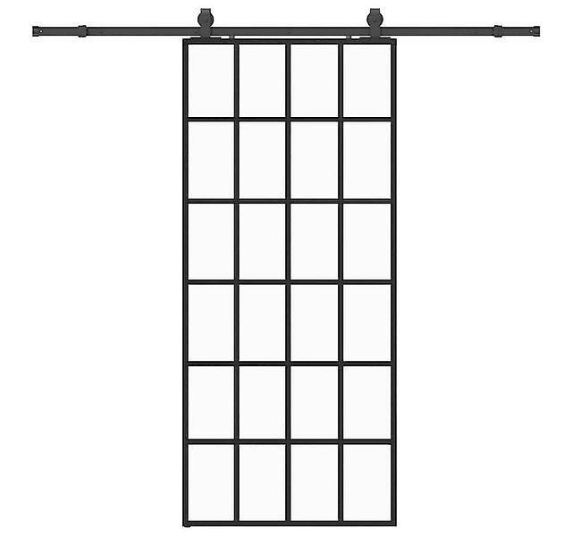 vidaXL Schiebetür Schiebetür mit Beschlag Schwarz 90x205 cm ESG-Glas günstig online kaufen