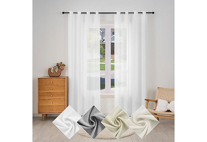 Woltu Gardine (1 St), Ösen, halbtransparent, Vorhänge Leinenoptik günstig online kaufen