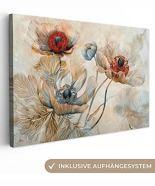 OneMillionCanvasses® Leinwandbild Blumen - Beige - Modern - Illustration, F günstig online kaufen