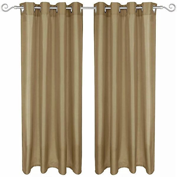 Arsvita 2er Pack Gardine Blickdicht Alessia mit Ösen 140 cm x 145 cm Taupe günstig online kaufen