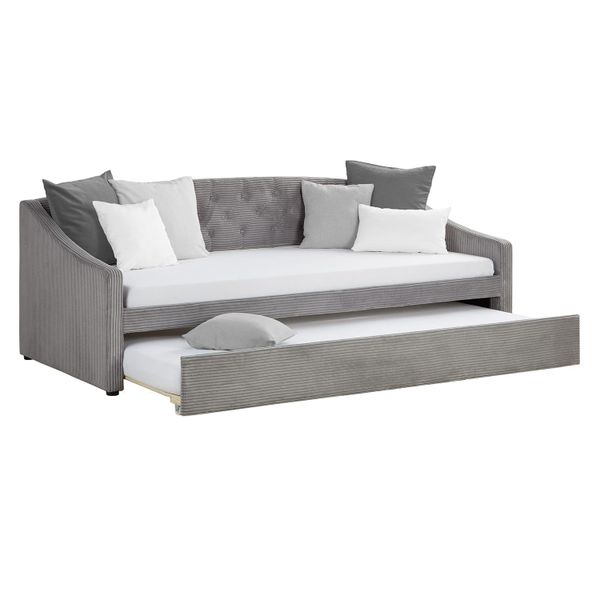 Homestyle4u Polsterbett 90x200 Schlafsofa Cord Grau Tagesbett Ausziehbar 25 günstig online kaufen